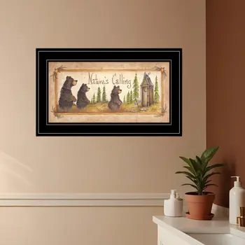 Natures Calling 3 Black Framed Print Bathroom Wall Art