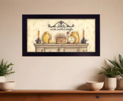 Live Love Laugh Black Framed Print Wall Art