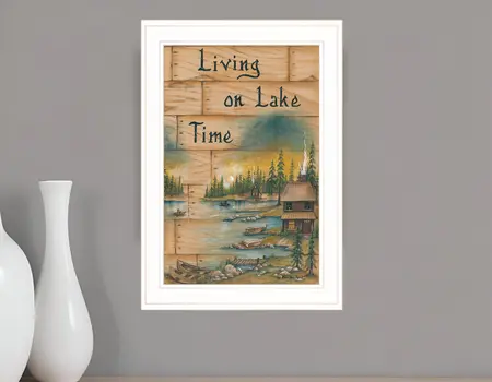 Living On The Lake 1 White Framed Print Wall Art