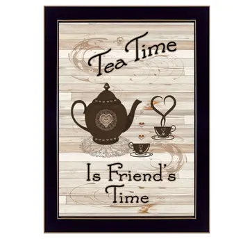 Tea Time 3 Black Framed Print Kitchen Wall Art