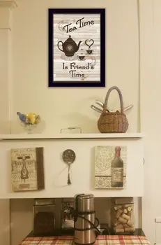 Tea Time 3 Black Framed Print Kitchen Wall Art