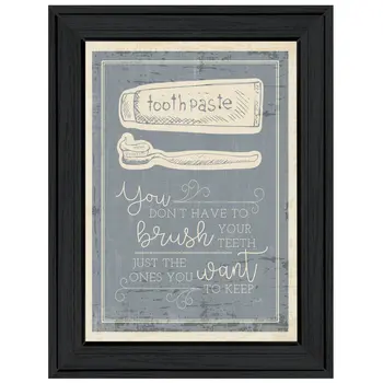 Brush Teeth 3 Black Framed Print Wall Art