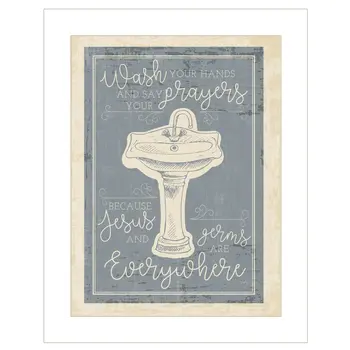 Wash Your Hands 5 White Framed Print Bathroom Wall Art