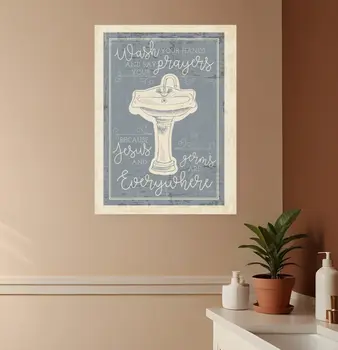 Wash Your Hands 5 White Framed Print Bathroom Wall Art