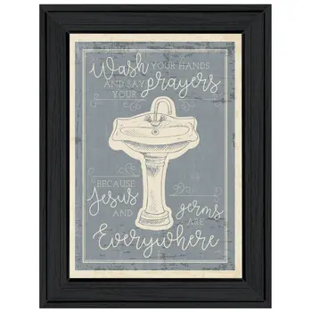 Wash Your Hands 7 Black Framed Print Bathroom Wall Art