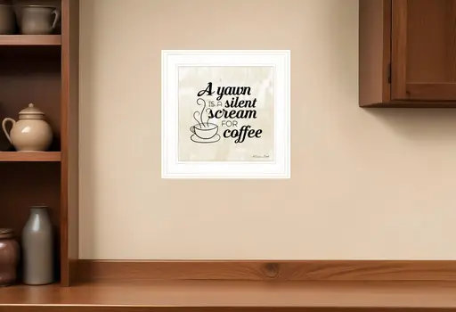 A Silent Scream for Coffee 1 White Framed Print Wall Art