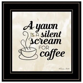 A Silent Scream for Coffee 2 Black Framed Print Wall Art