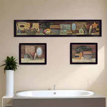 Set Of Three COUNTRY BATH II 6 Black Framed Print Bathroom Wall Art