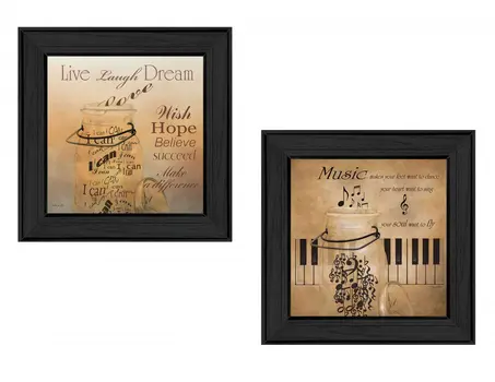 Set Of Two Music 3 Black Framed Print Wall Art