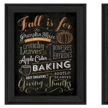 Set Of Two Pumpkin Patch Black Framed Print Wall Art