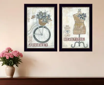 Set Of Two Beautiful Journey Black Framed Print Wall Art