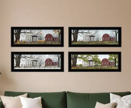 Set Of Four Four Seasons Collection II 3 Black Framed Print Wall Art