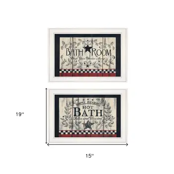 Set Of Two Hot Bath 6 White Framed Print Bathroom Wall Art