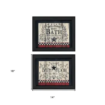 Set Of Two Hot Bath 7 Black Framed Print Bathroom Wall Art