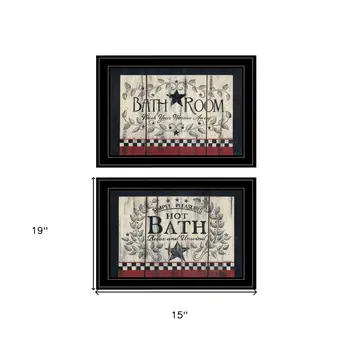 Set Of Two Hot Bath 8 Black Framed Print Bathroom Wall Art