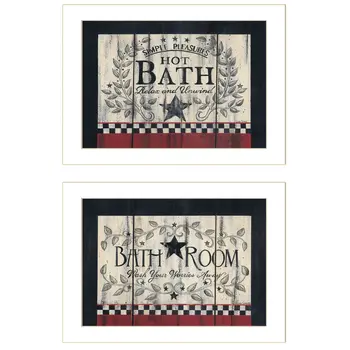 Set Of Two Hot Bath 3 White Framed Print Bathroom Wall Art