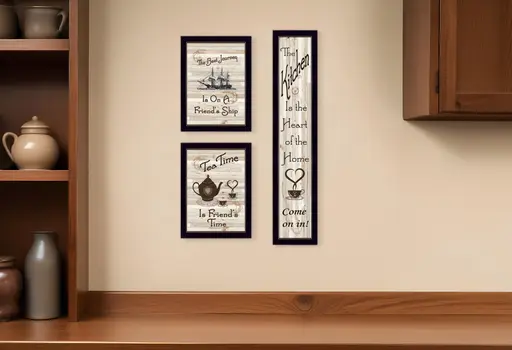 Set Of Three The Kitchen Collection II 3 Black Framed Print Kitchen Wall Art