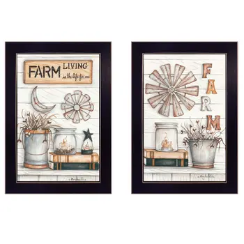Set Of Two Farm Living 1 Black Framed Print Wall Art