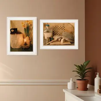 Set Of Two Daffodils and Cider 1 White Framed Print Bathroom Wall Art