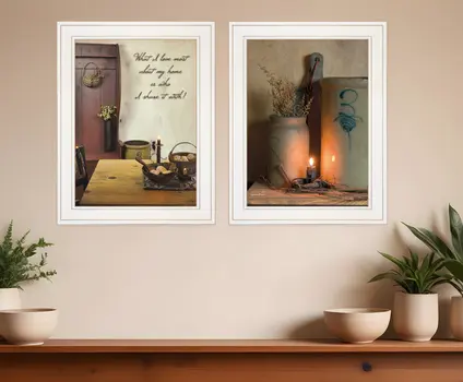 Set Of Two What I Love Most 1 White Framed Print Wall Art