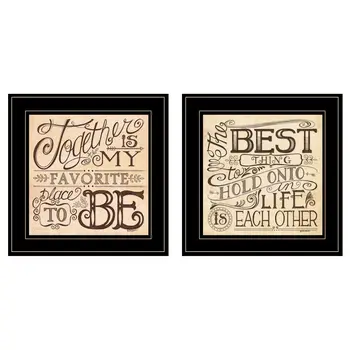 Set Of Two Together or Each Other 2 Black Framed Print Wall Art