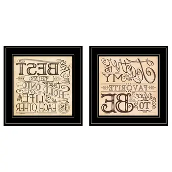 Set Of Two Together or Each Other 2 Black Framed Print Wall Art