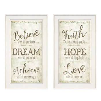 Set Of Two Faith or Believe 1 White Framed Print Wall Art