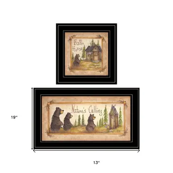 Set Of Two Natures or Bath 2 Black Framed Print Bathroom Wall Art