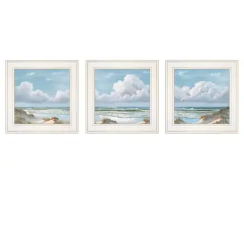 Set Of Three Beautiful Day III III White Framed Print Wall Art