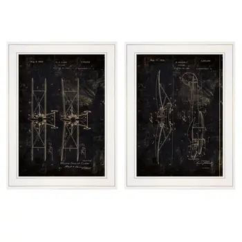 Set Of Two Airplane Patent I and II 1 White Framed Print Wall Art