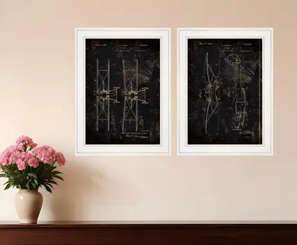 Set Of Two Airplane Patent I and II 1 White Framed Print Wall Art