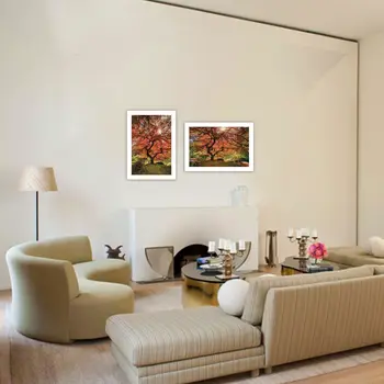 Set Of Two First Colors of Fall I White Framed Print Wall Art