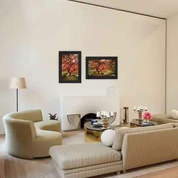 Set Of Two First Colors of Fall II Black Framed Print Wall Art