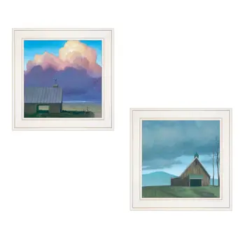 Set Of Two Two Barnscapes 1 White Framed Print Wall Art