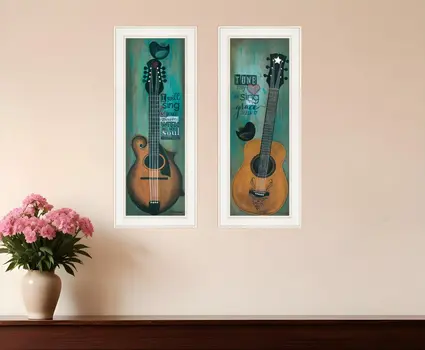 Set Of Two Tune my Heart and I will Sing 1 White Framed Print Wall Art