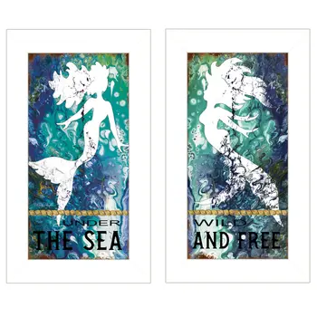 Set Of Two Under The Sea 1 White Framed Print Wall Art