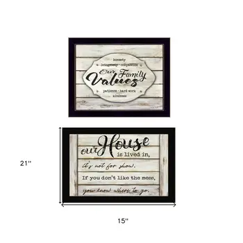 Set Of Two Family Values 3 Black Framed Print Wall Art