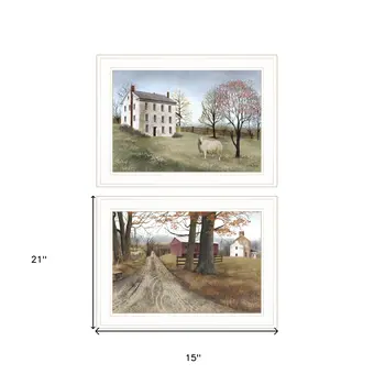 Set Of Two The Road Home 1 White Framed Print Wall Art