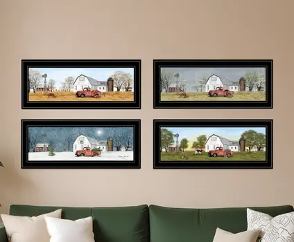 Set Of Four Billy Jacobs Four Seasons Collection V Black Frame 2 Black Framed Print Wall Art