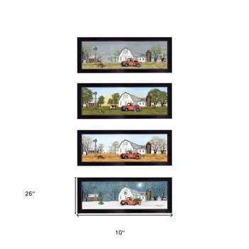 Set Of Four Billy Jacobs Four Seasons Collection V Black Frame 3 Black Framed Print Wall Art