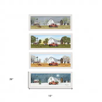 Set Of Four Billy Jacobs Four Seasons Collection VII 1 White Framed Print Wall Art