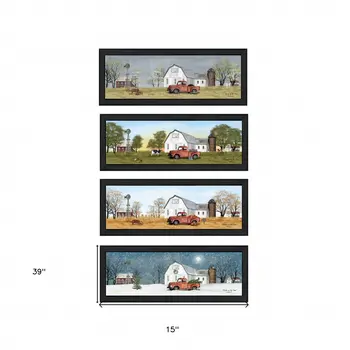 Set Of Four Billy Jacobs Four Seasons Collection VII 2 Black Framed Print Wall Art