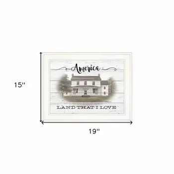 America 1 White Framed Print Wall Art