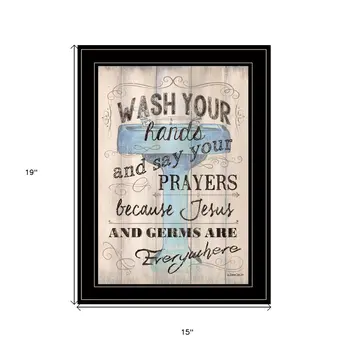 Wash Your Hands 4 Black Framed Print Bathroom Wall Art