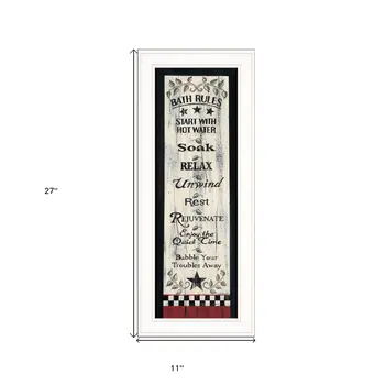 Bath Rules 4 White Framed Print Bathroom Wall Art