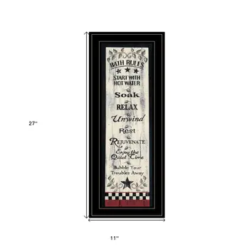 Bath Rules 5 Black Framed Print Bathroom Wall Art