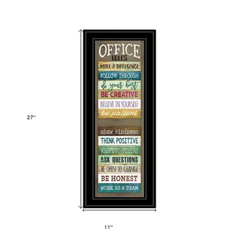 Office Rules 8 Black Framed Print Wall Art