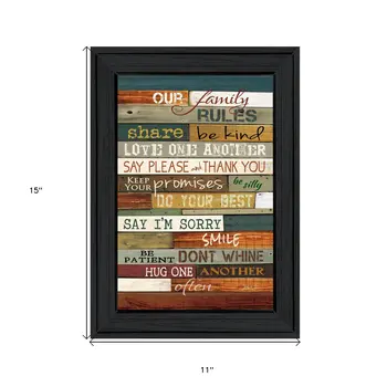 Our Family Rules 3 Black Framed Print Wall Art