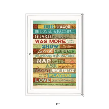 Dog Rules 2 White Framed Print Wall Art