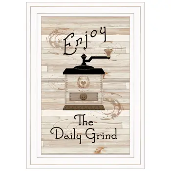 Enjoy the Daily Grind 1 White Framed Print Kitchen Wall Art